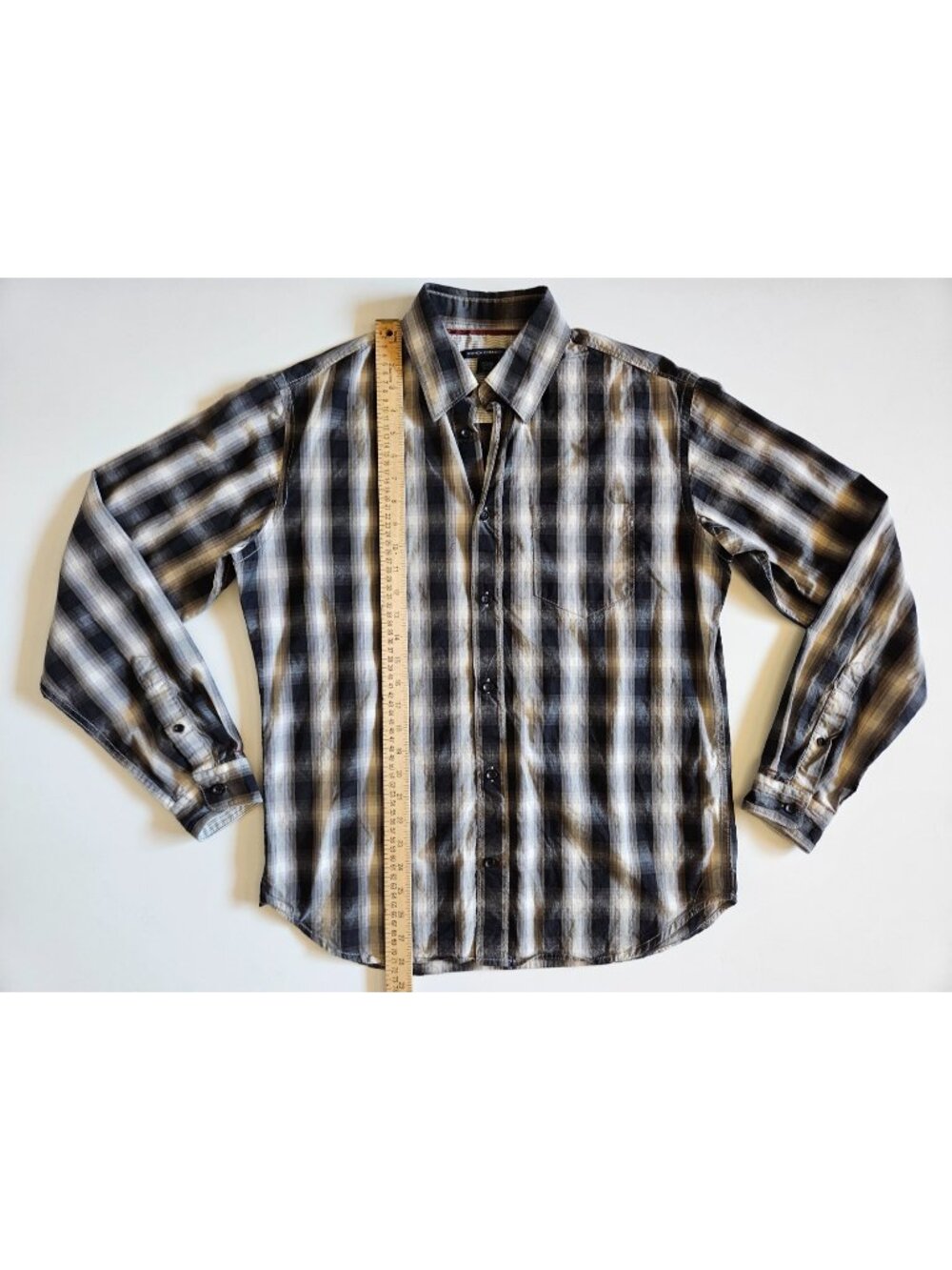 French Connection Men's M Plaid Shirt 100% Cotton Long Sleeve Button Up